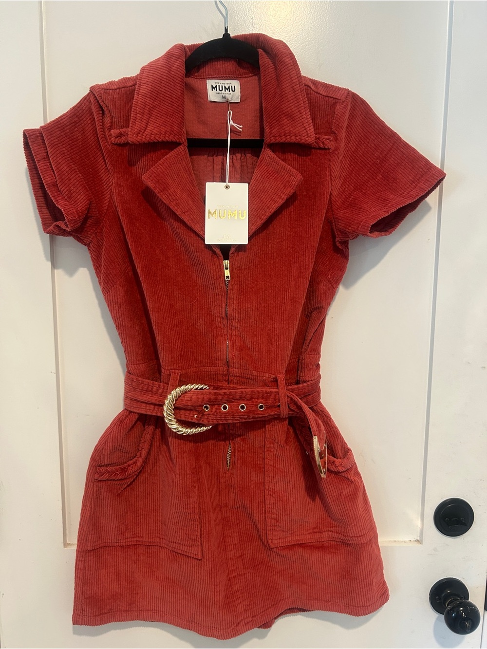 Show Me Your MuMu Outlaw Dress in Rose Corduroy size medium NWT - Picture 3 of 9